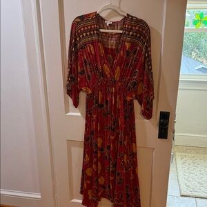 Floral Red and Yellow Women's Dress